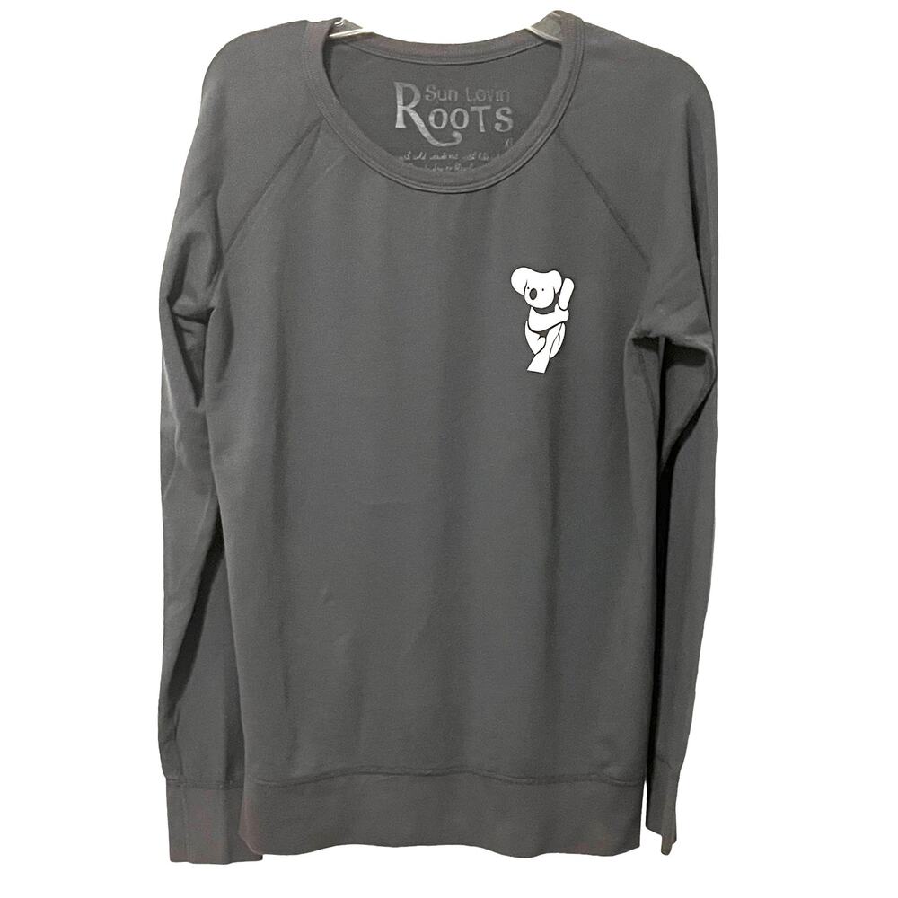 Sun Lovin’ Roots Long Sleeve Sweatshirt Round Neck, Womens, Xl, Grey, Pull-Over